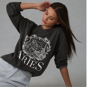 GIRL DANGEROUS x ANTHROPOLOGIE Zodiac Collegiate Sweatshirt Aries size Large